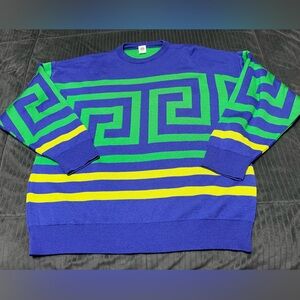 Gianni Style Men's Purple Abstract VTG Luxury Knit Sweater LARGE Made in Italy